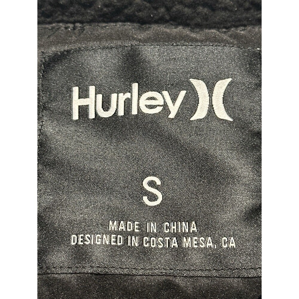 Hurley Vest Men's Small Malone Thermalwall Black Full Zip Quilted Pockets Sherpa - Picture 4 of 10